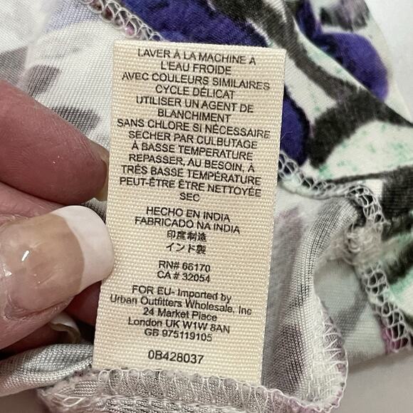 Free People Fiesta Floral A Line Knit Dress Size M Purple Blue Boho Keyhole Back - Picture 9 of 10